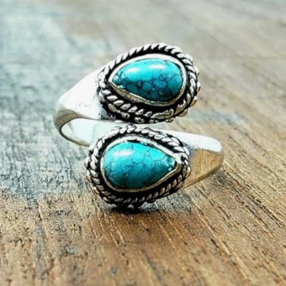 Turquoise Statement Resizable Ring - image 1